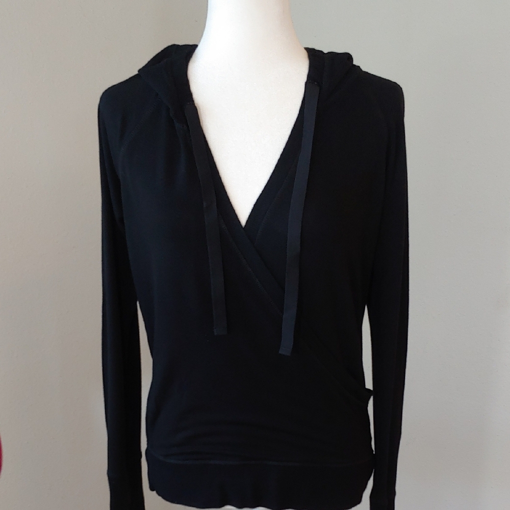 Athleta Black Wrap Sweatshirt Hoodie Women's Small